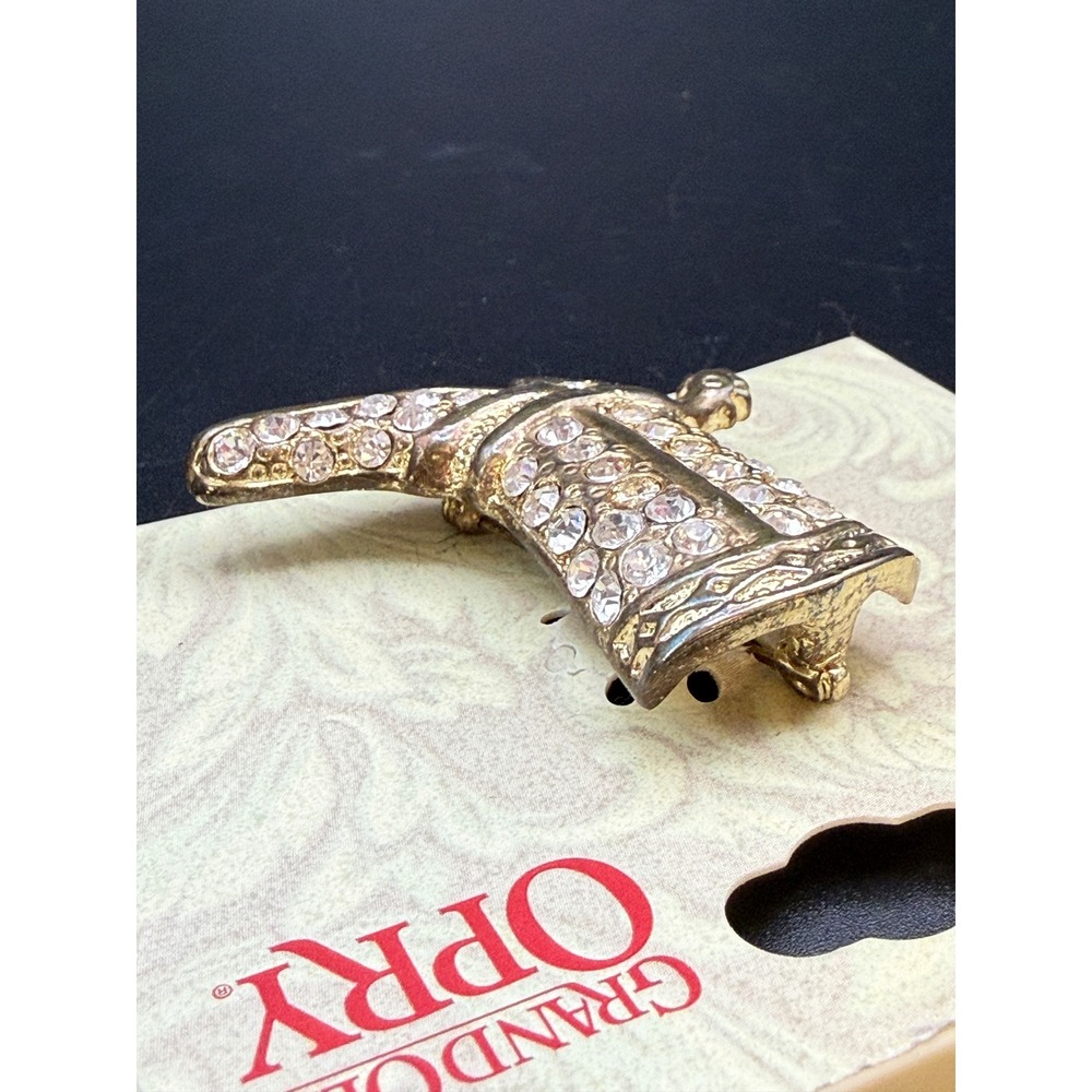 Grand Ole Opry Rhinestone Cowboy Boot Brooch Gold Tone Western Pin B3097 - Picture 5 of 7